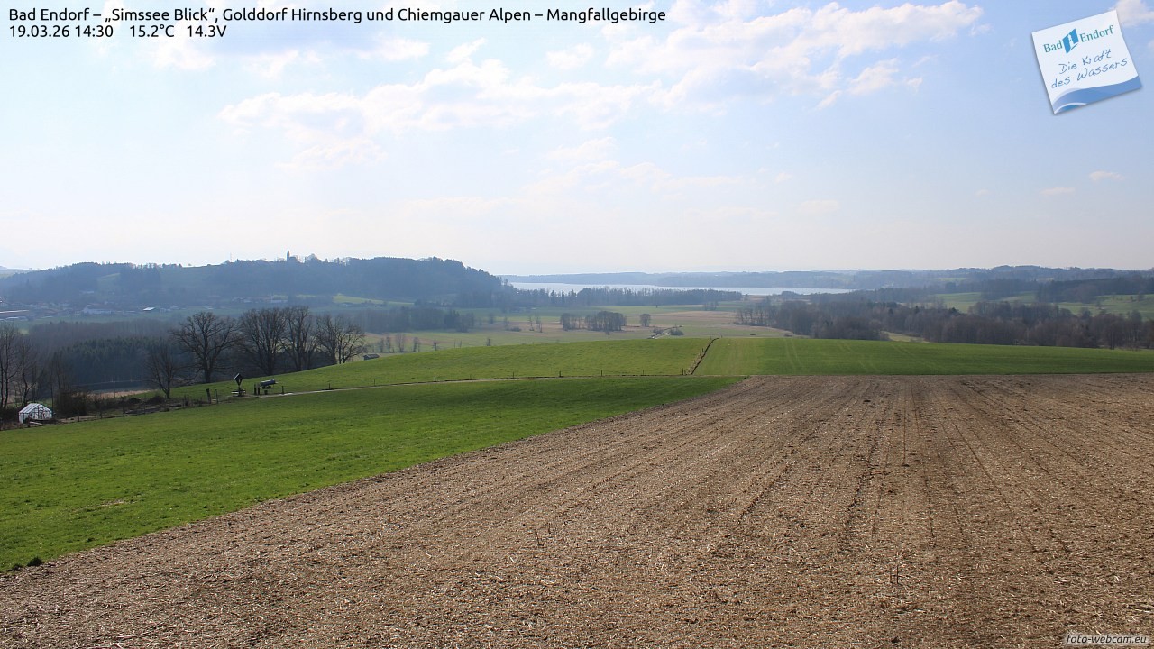 Archiv Foto Webcam Bad Endorf - Blick über den Simssee auf Wendelstein