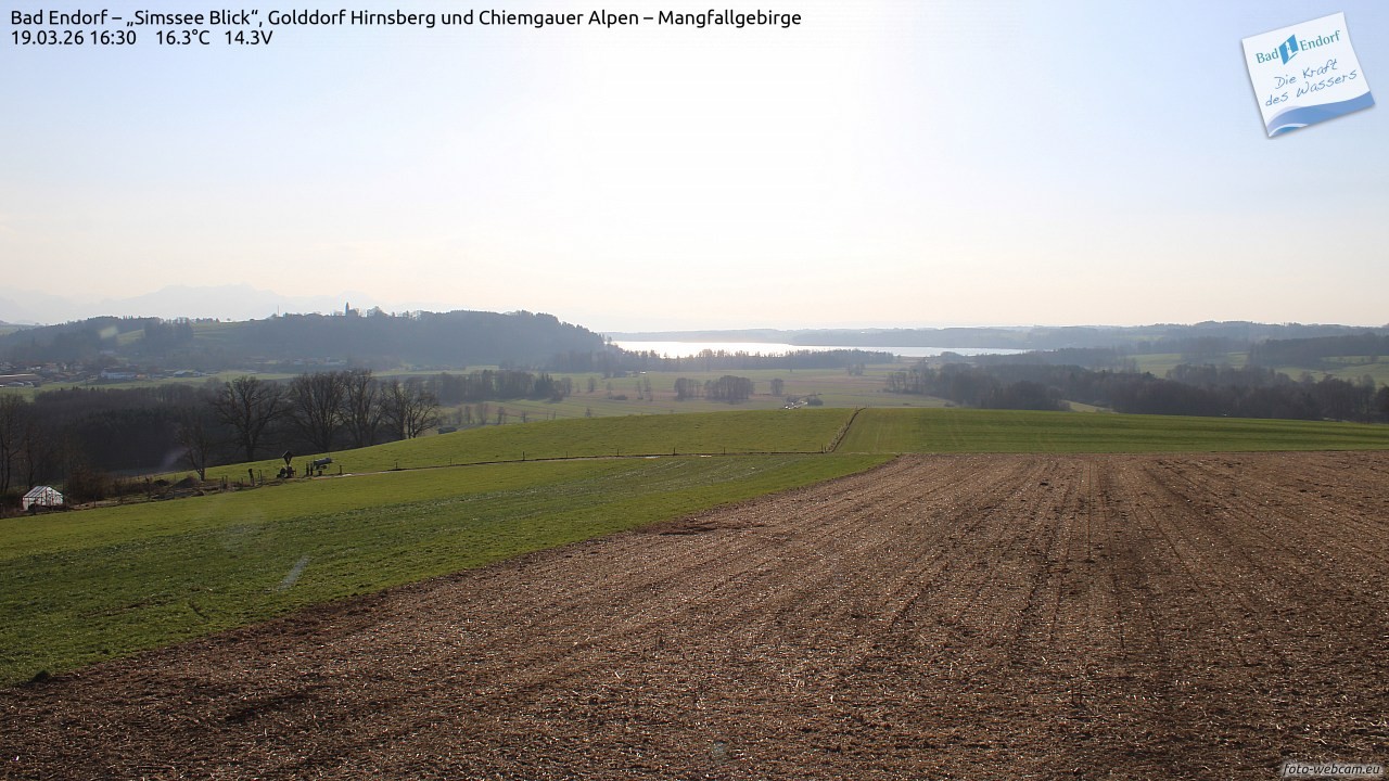 Archiv Foto Webcam Bad Endorf - Blick über den Simssee auf Wendelstein