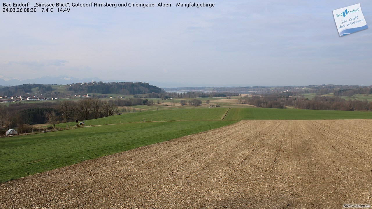 Archiv Foto Webcam Bad Endorf - Blick über den Simssee auf Wendelstein