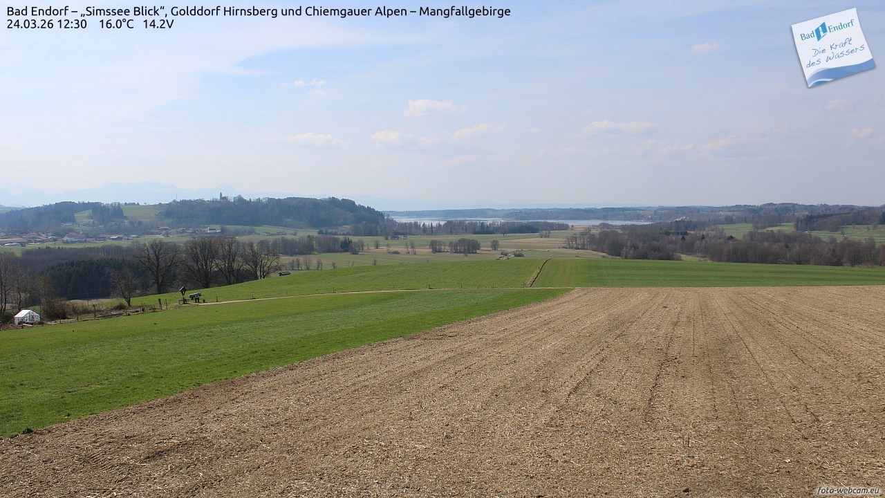 Archiv Foto Webcam Bad Endorf - Blick über den Simssee auf Wendelstein