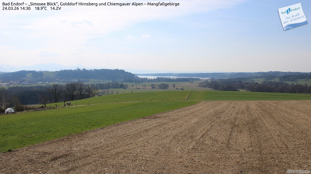 Archiv Foto Webcam Bad Endorf - Blick über den Simssee auf Wendelstein