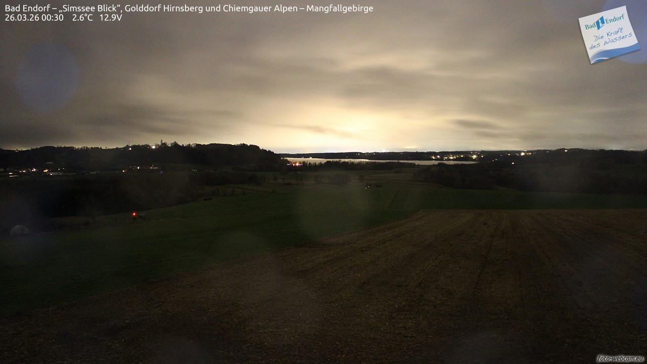 Archiv Foto Webcam Bad Endorf - Blick über den Simssee auf Wendelstein