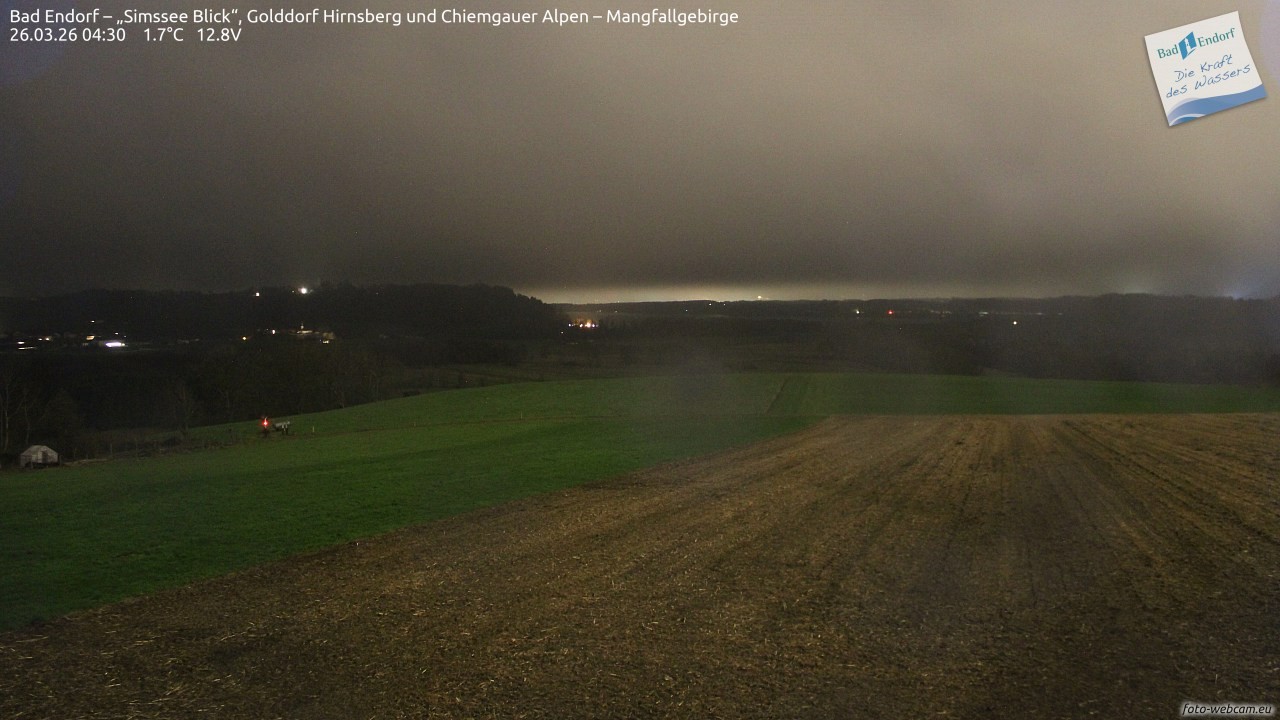 Archiv Foto Webcam Bad Endorf - Blick über den Simssee auf Wendelstein