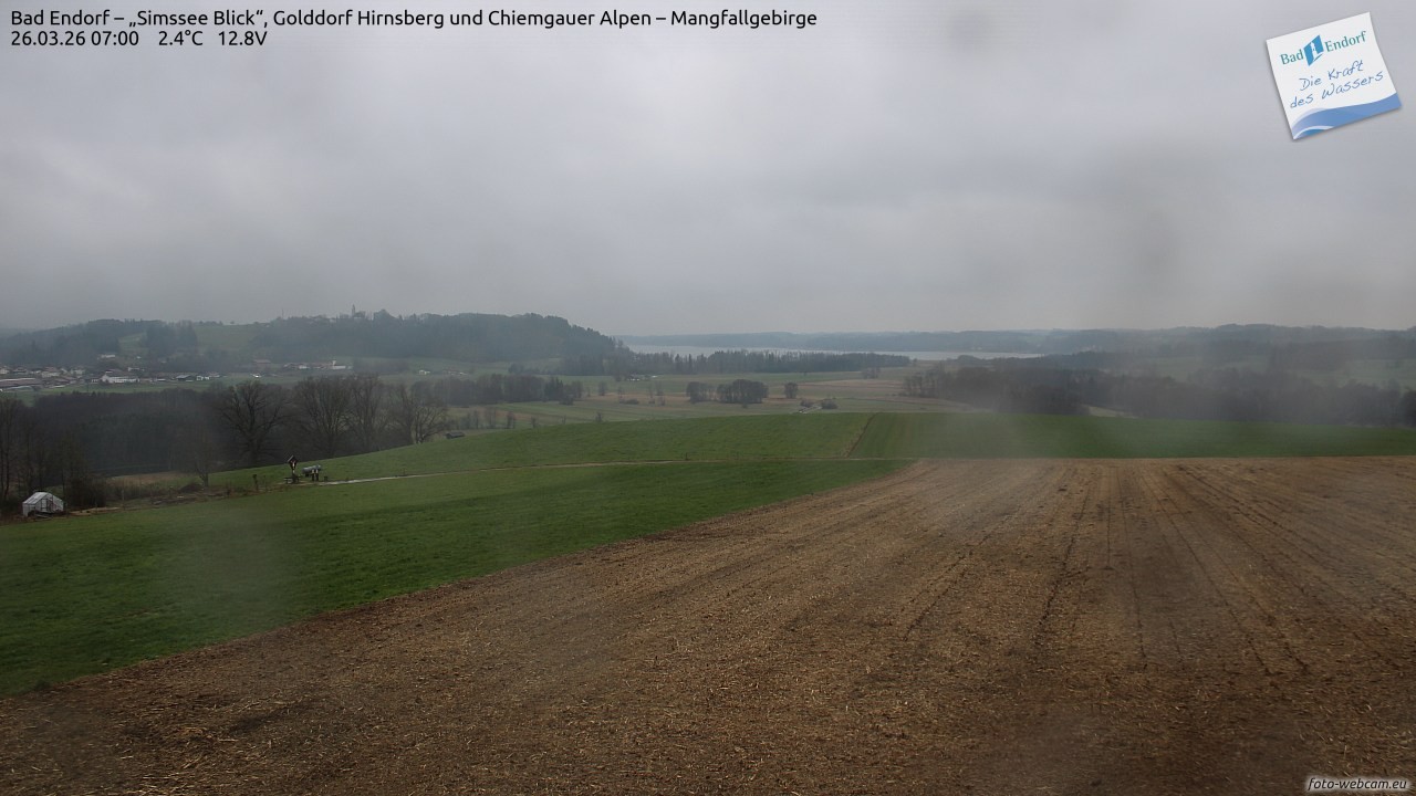Archiv Foto Webcam Bad Endorf - Blick über den Simssee auf Wendelstein