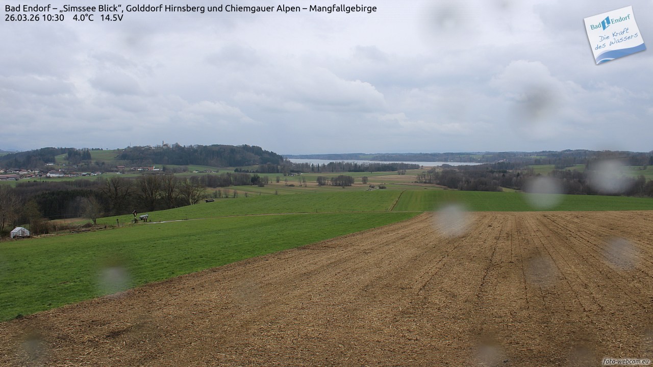Archiv Foto Webcam Bad Endorf - Blick über den Simssee auf Wendelstein
