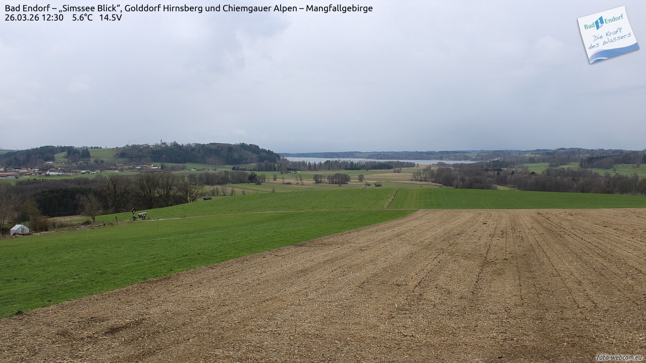 Archiv Foto Webcam Bad Endorf - Blick über den Simssee auf Wendelstein