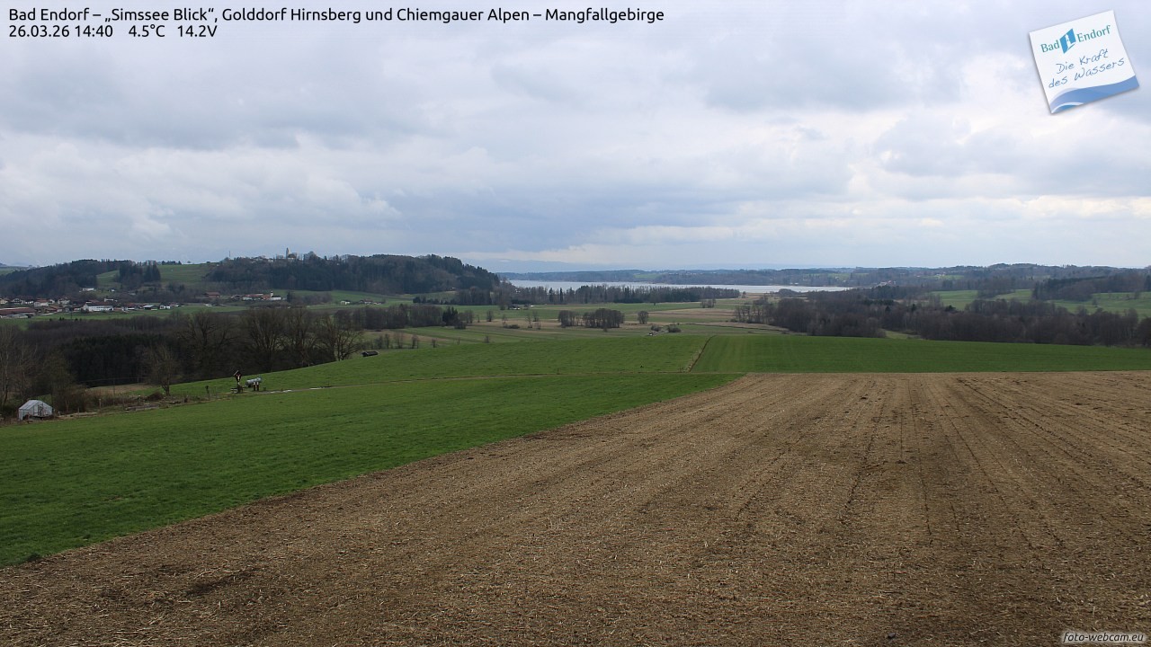 Archiv Foto Webcam Bad Endorf - Blick über den Simssee auf Wendelstein