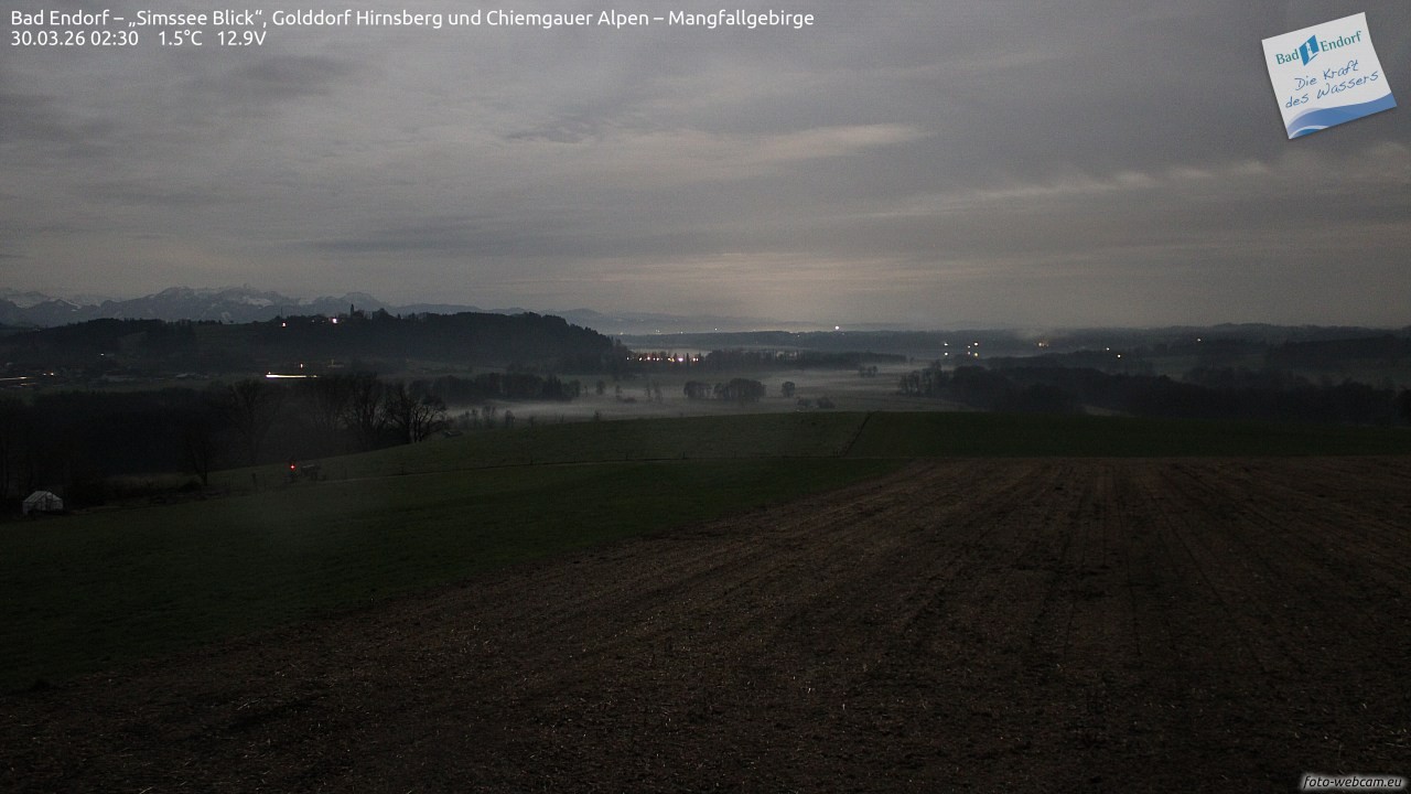 Archiv Foto Webcam Bad Endorf - Blick über den Simssee auf Wendelstein