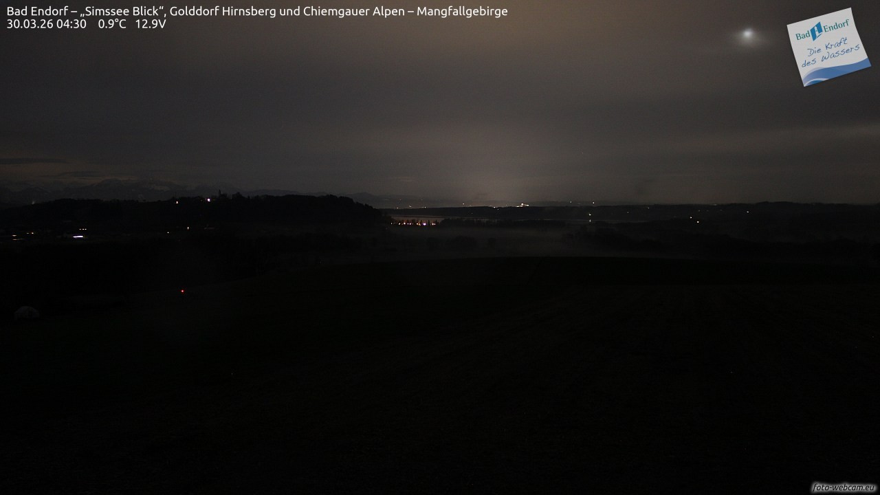 Archiv Foto Webcam Bad Endorf - Blick über den Simssee auf Wendelstein