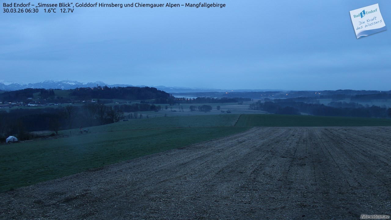 Archiv Foto Webcam Bad Endorf - Blick über den Simssee auf Wendelstein