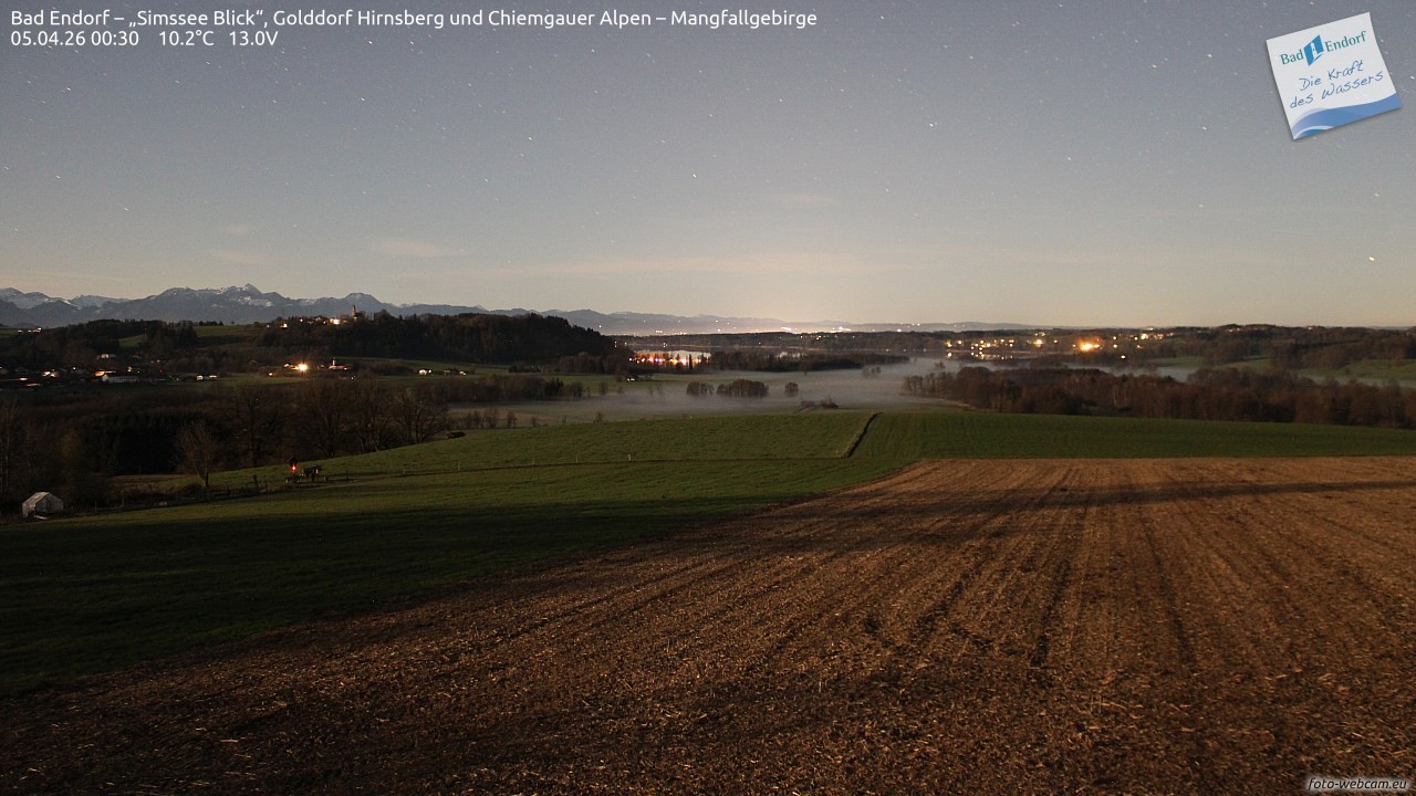 Archiv Foto Webcam Bad Endorf - Blick über den Simssee auf Wendelstein