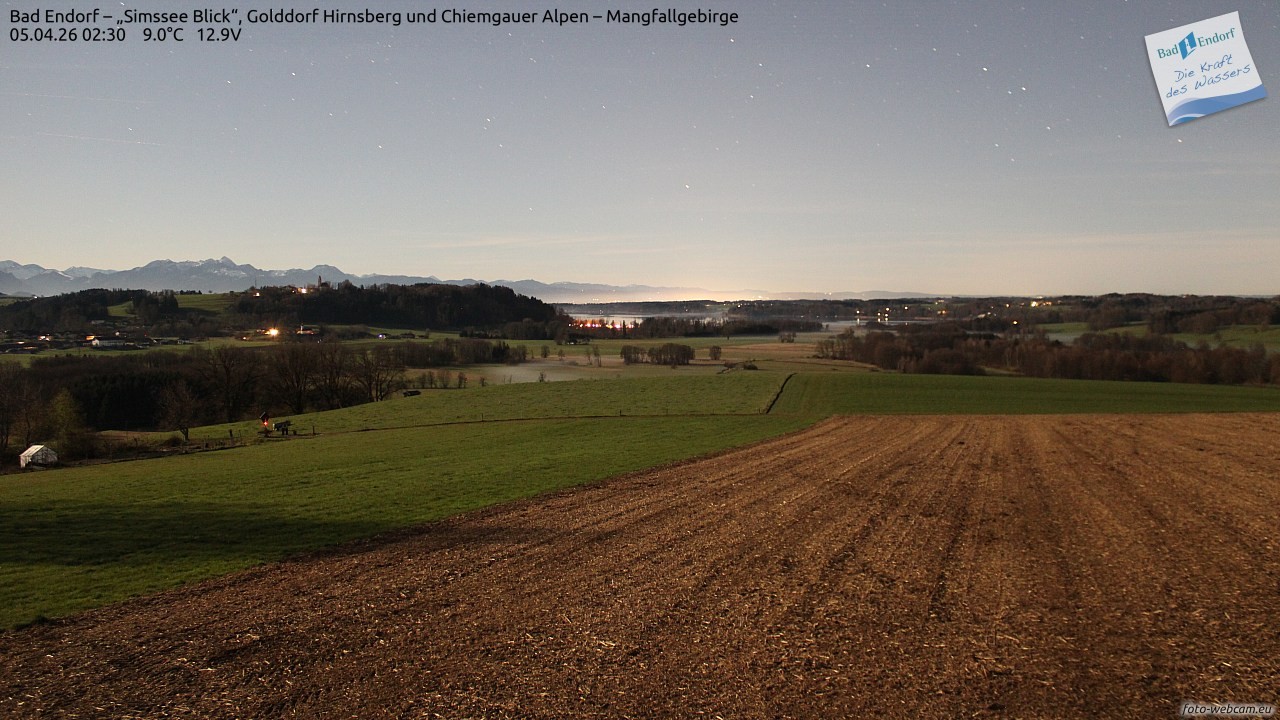 Archiv Foto Webcam Bad Endorf - Blick über den Simssee auf Wendelstein