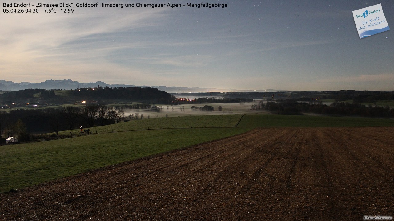Archiv Foto Webcam Bad Endorf - Blick über den Simssee auf Wendelstein