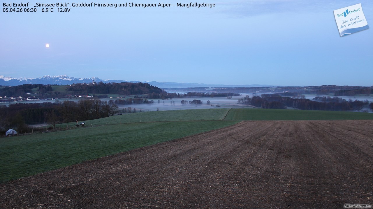Archiv Foto Webcam Bad Endorf - Blick über den Simssee auf Wendelstein
