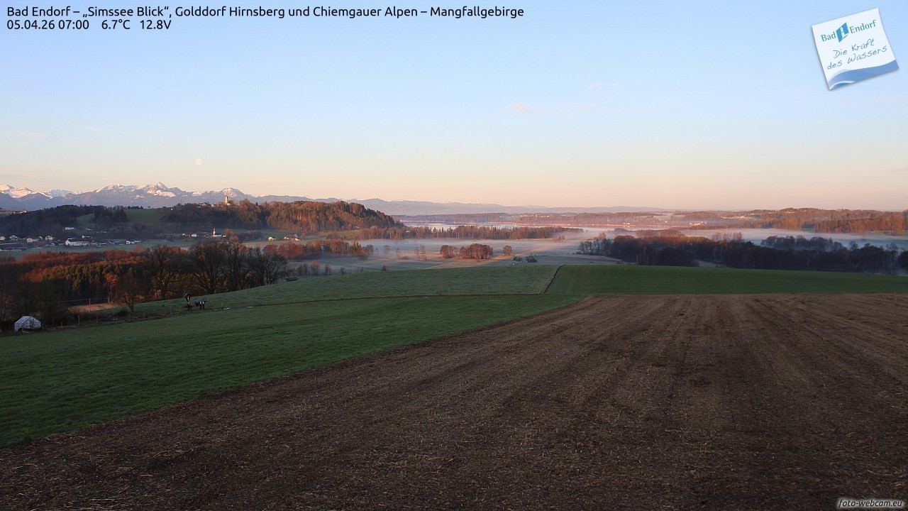 Archiv Foto Webcam Bad Endorf - Blick über den Simssee auf Wendelstein