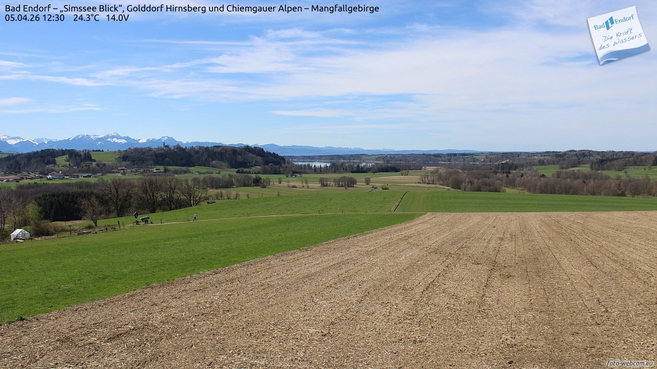 Archiv Foto Webcam Bad Endorf - Blick über den Simssee auf Wendelstein