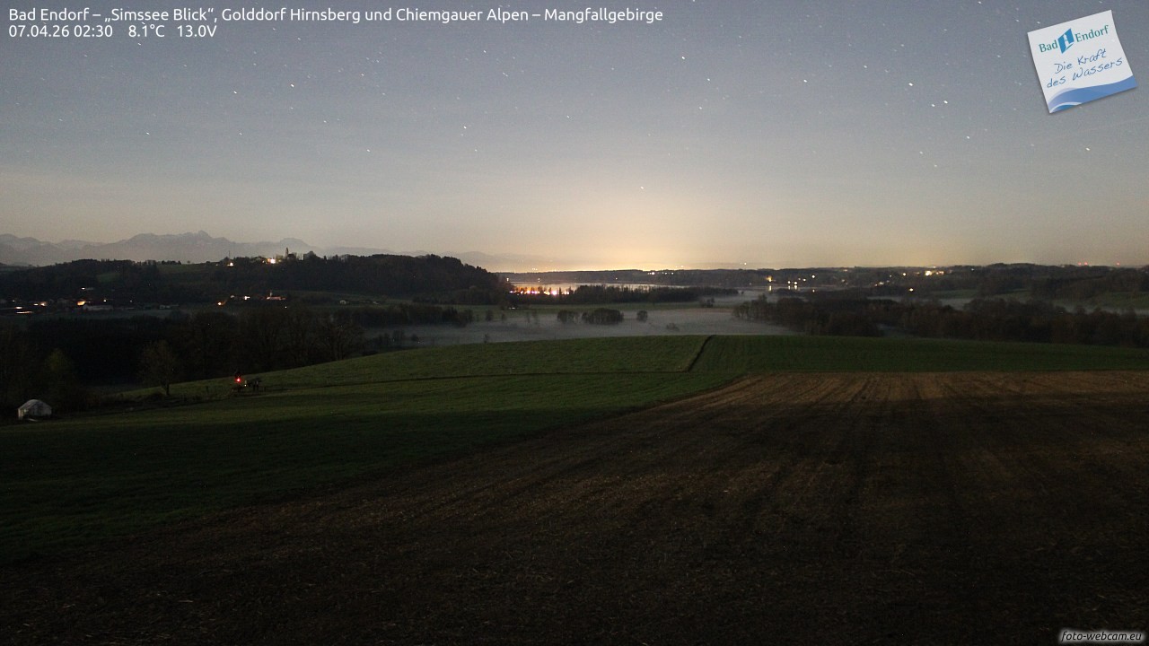 Archiv Foto Webcam Bad Endorf - Blick über den Simssee auf Wendelstein