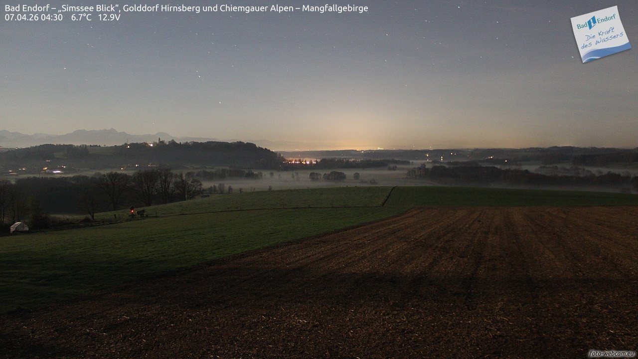 Archiv Foto Webcam Bad Endorf - Blick über den Simssee auf Wendelstein