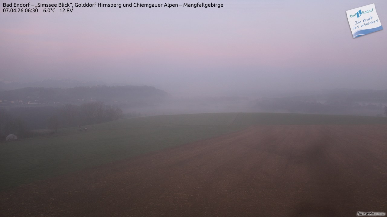 Archiv Foto Webcam Bad Endorf - Blick über den Simssee auf Wendelstein