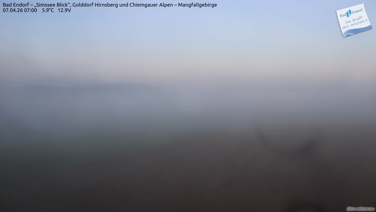 Archiv Foto Webcam Bad Endorf - Blick über den Simssee auf Wendelstein