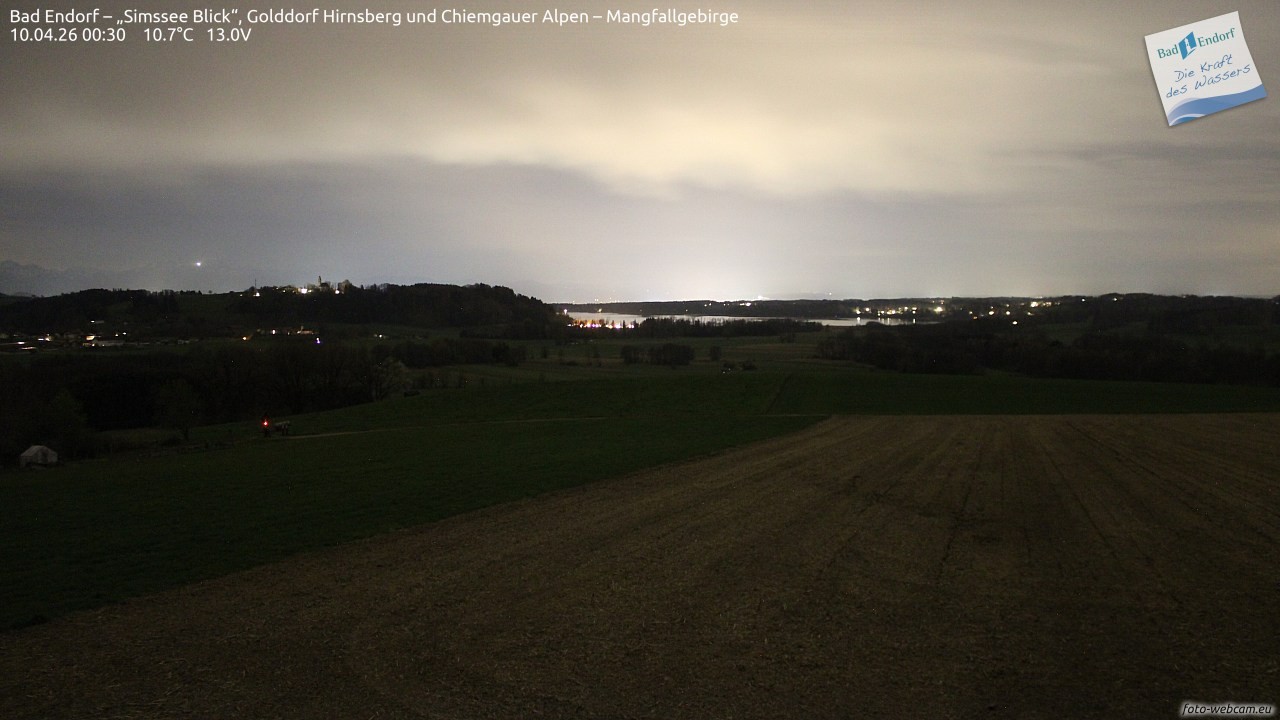 Archiv Foto Webcam Bad Endorf - Blick über den Simssee auf Wendelstein