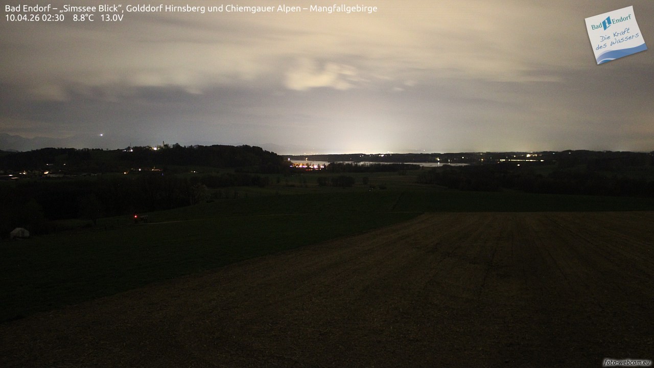 Archiv Foto Webcam Bad Endorf - Blick über den Simssee auf Wendelstein