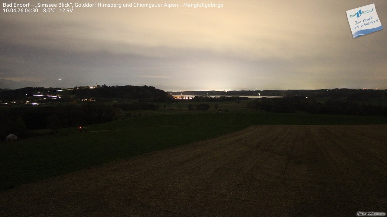 Archiv Foto Webcam Bad Endorf - Blick über den Simssee auf Wendelstein