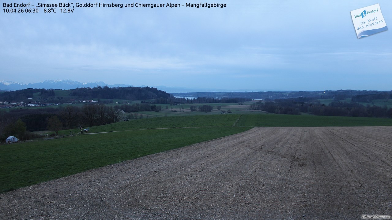 Archiv Foto Webcam Bad Endorf - Blick über den Simssee auf Wendelstein