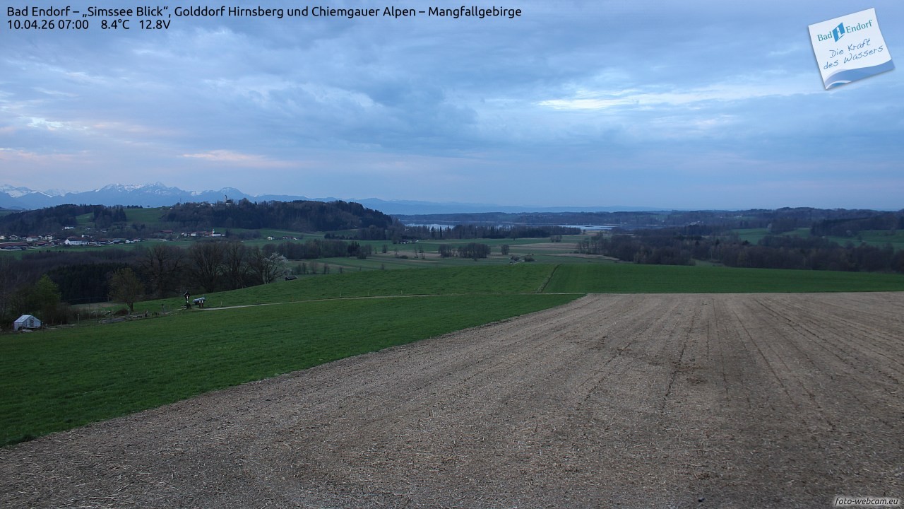Archiv Foto Webcam Bad Endorf - Blick über den Simssee auf Wendelstein