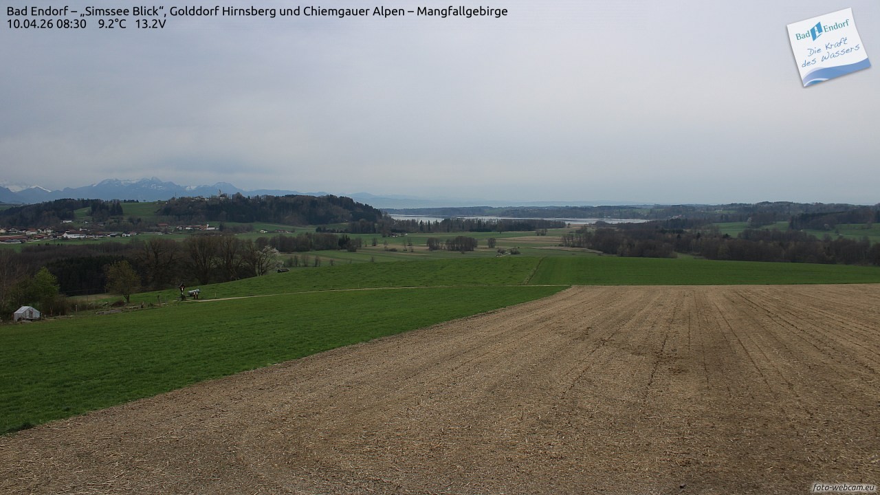 Archiv Foto Webcam Bad Endorf - Blick über den Simssee auf Wendelstein