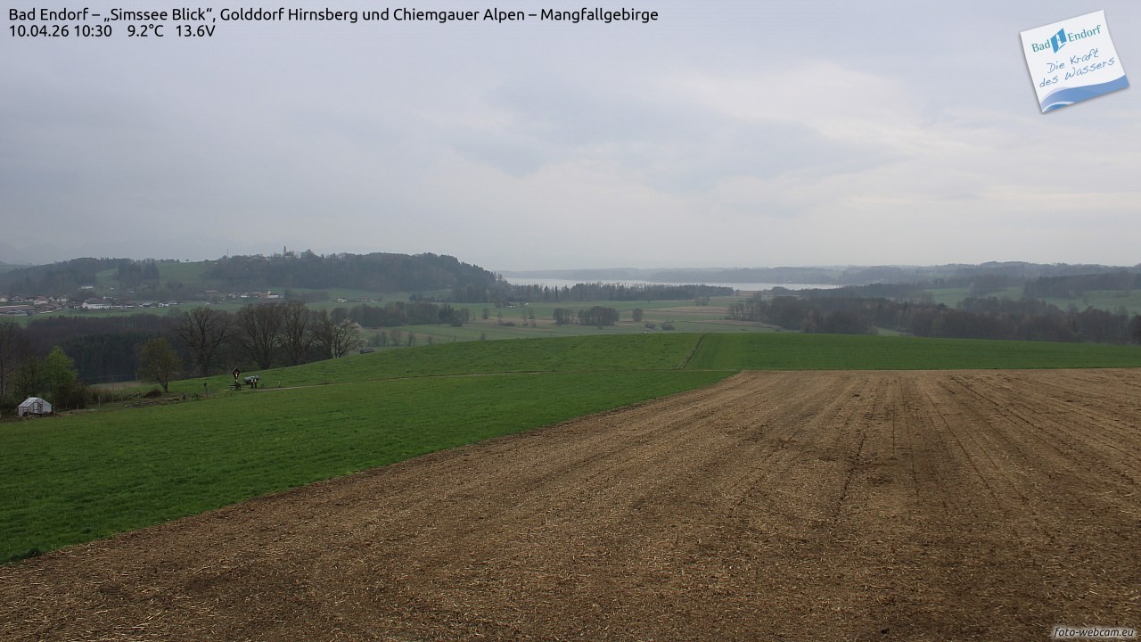 Archiv Foto Webcam Bad Endorf - Blick über den Simssee auf Wendelstein