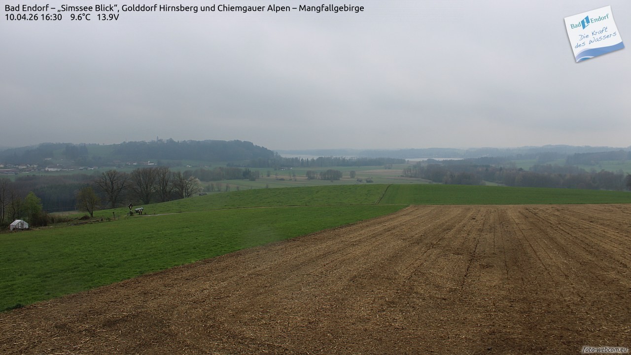 Archiv Foto Webcam Bad Endorf - Blick über den Simssee auf Wendelstein