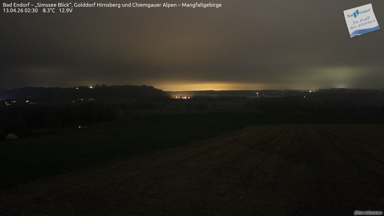 Archived image Webcam Bad Endorf - Simssee - View to Wendelstein