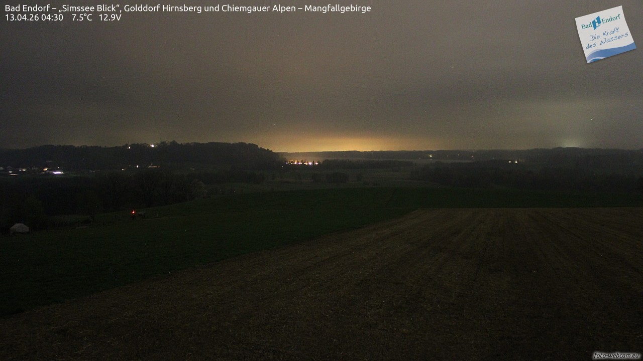 Archived image Webcam Bad Endorf - Simssee - View to Wendelstein