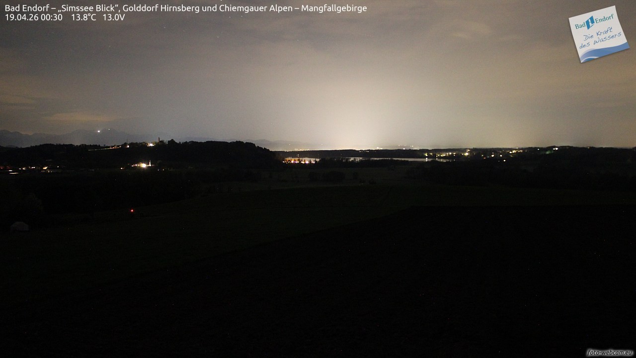 Archiv Foto Webcam Bad Endorf - Blick über den Simssee auf Wendelstein