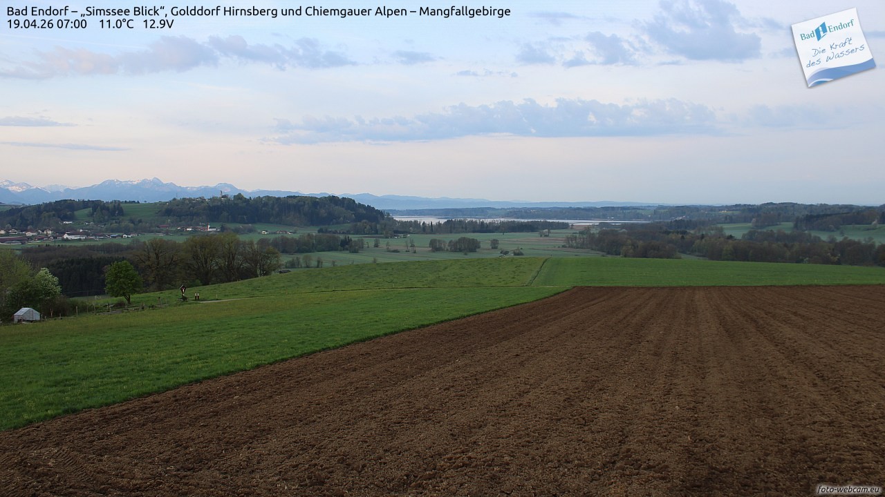 Archived image Webcam Bad Endorf - Simssee - View to Wendelstein