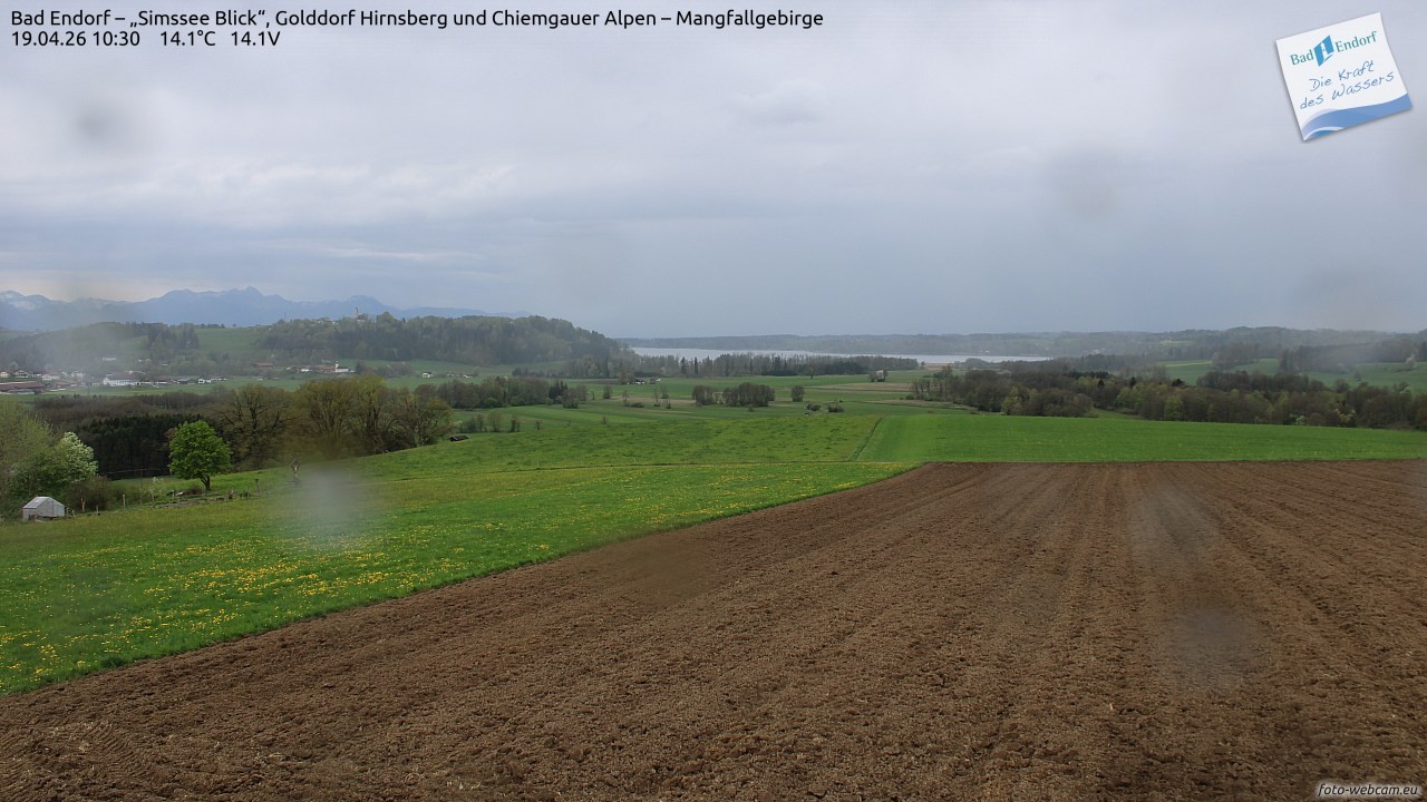 Archived image Webcam Bad Endorf - Simssee - View to Wendelstein
