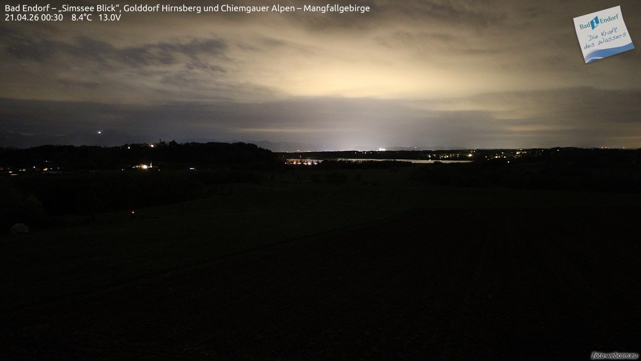 Archiv Foto Webcam Bad Endorf - Blick über den Simssee auf Wendelstein