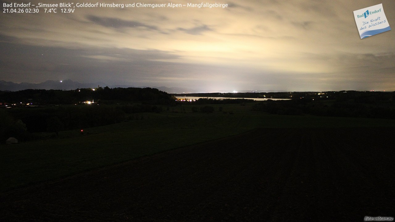 Archiv Foto Webcam Bad Endorf - Blick über den Simssee auf Wendelstein