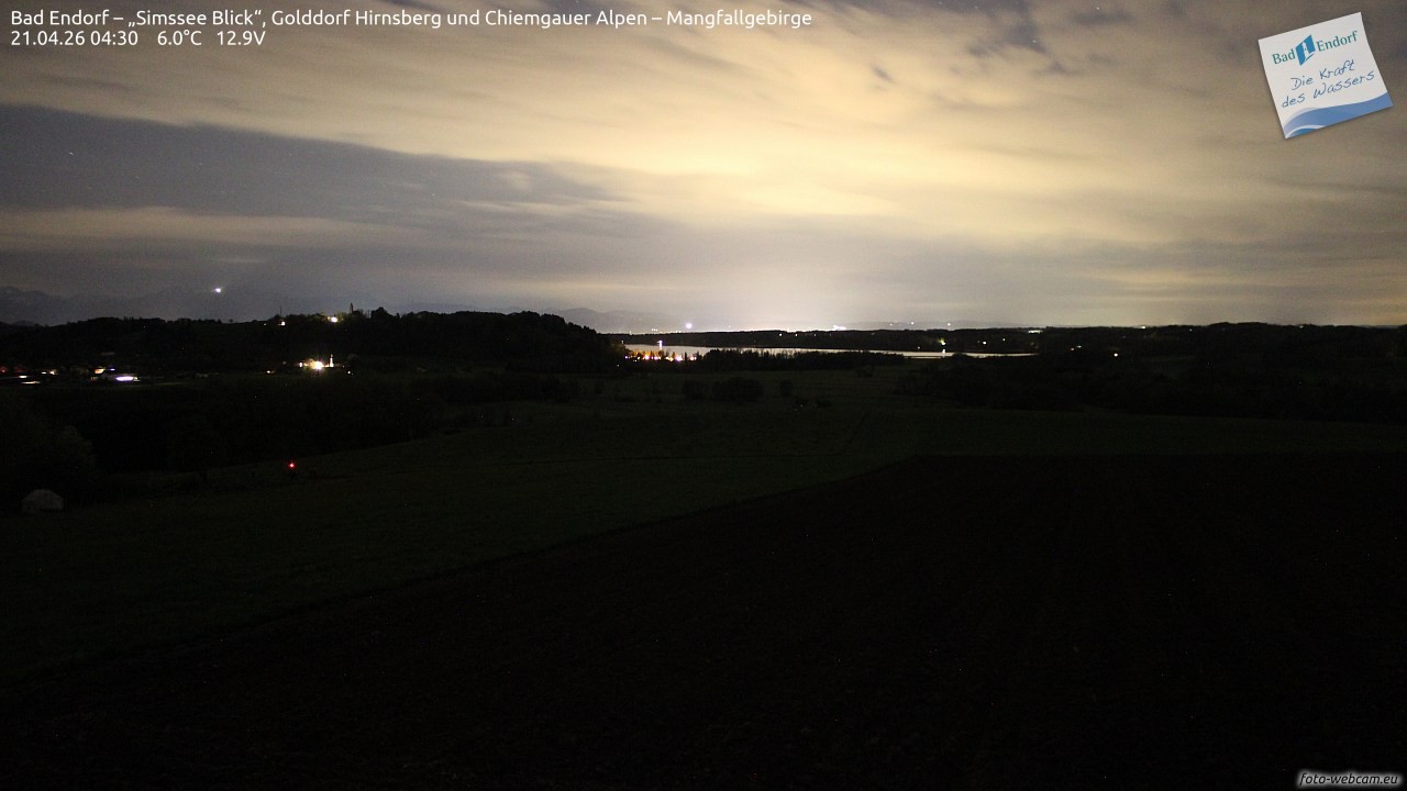 Archiv Foto Webcam Bad Endorf - Blick über den Simssee auf Wendelstein