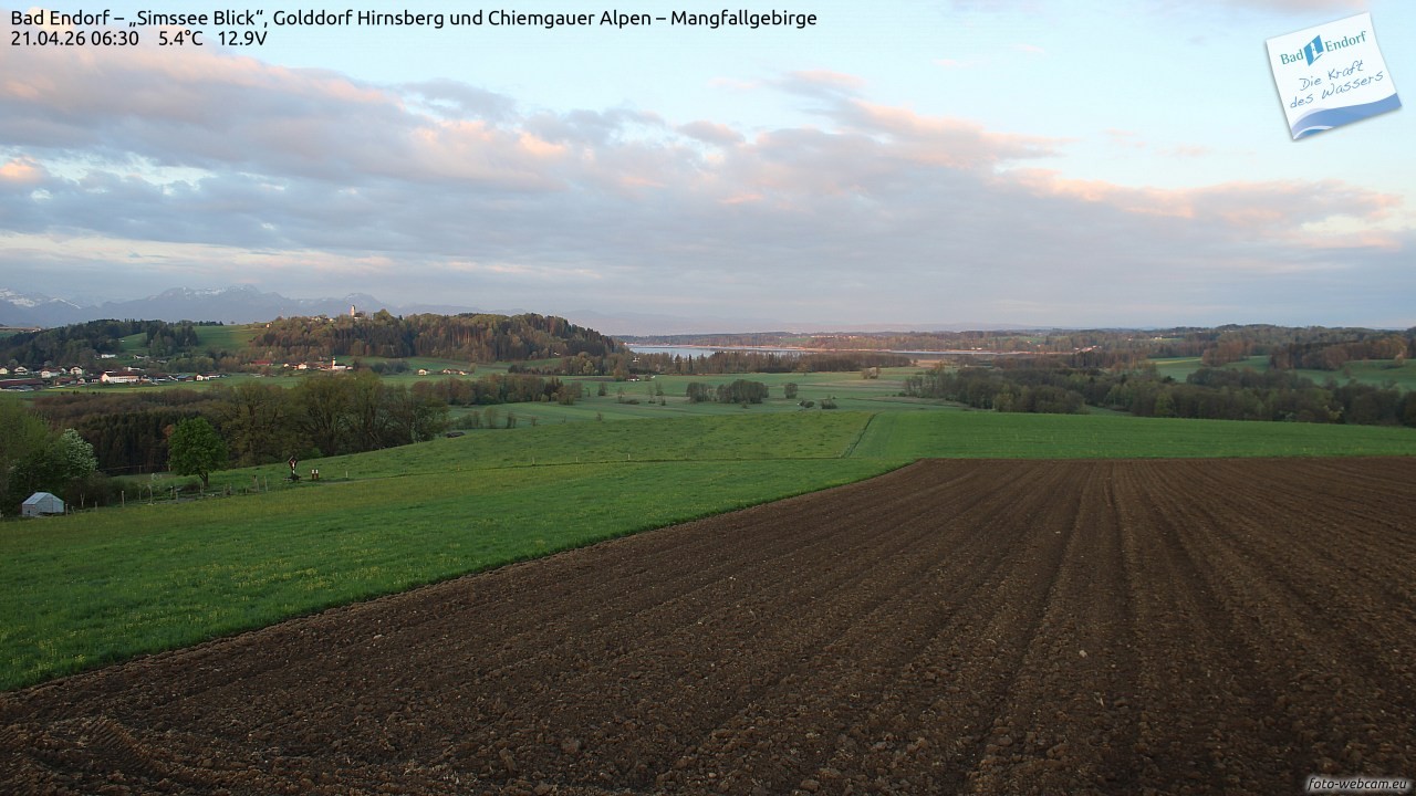Archiv Foto Webcam Bad Endorf - Blick über den Simssee auf Wendelstein