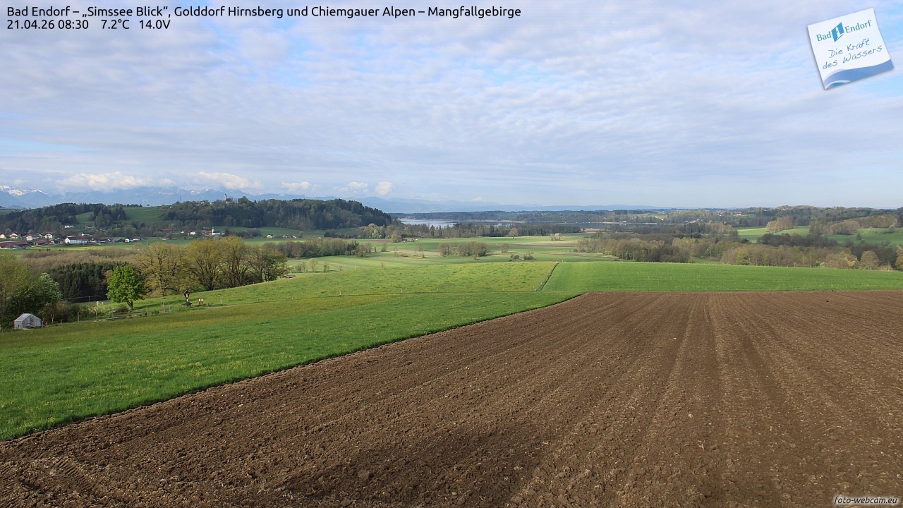 Archiv Foto Webcam Bad Endorf - Blick über den Simssee auf Wendelstein