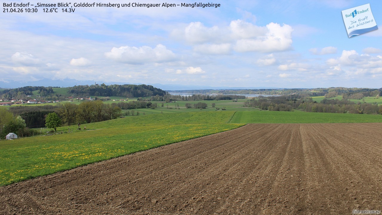 Archiv Foto Webcam Bad Endorf - Blick über den Simssee auf Wendelstein