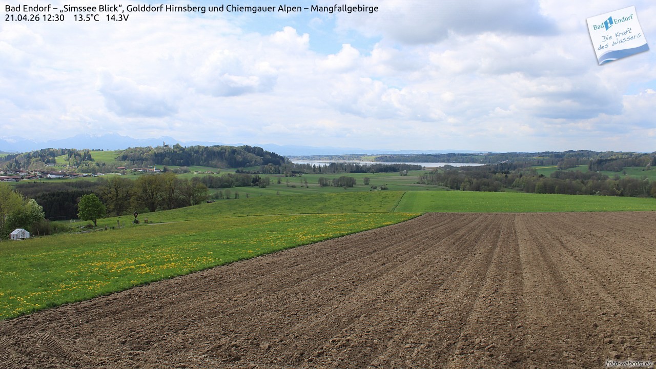 Archiv Foto Webcam Bad Endorf - Blick über den Simssee auf Wendelstein