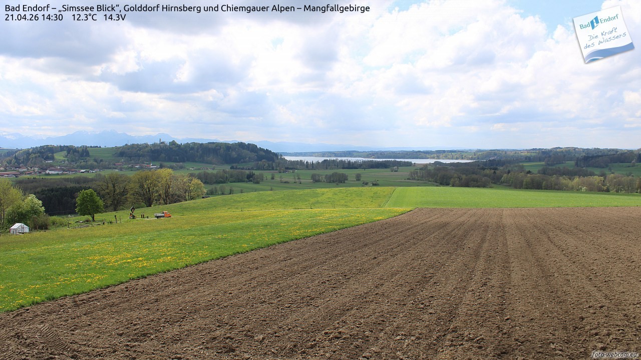 Archiv Foto Webcam Bad Endorf - Blick über den Simssee auf Wendelstein