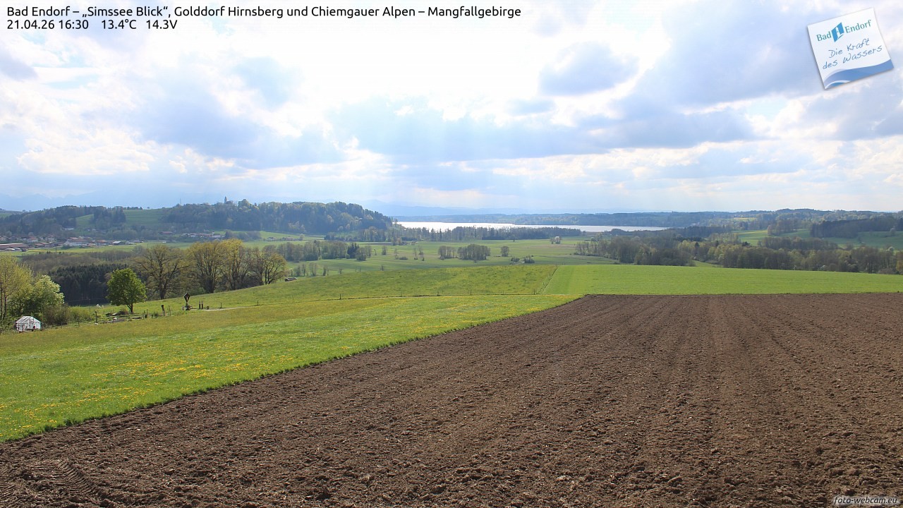 Archiv Foto Webcam Bad Endorf - Blick über den Simssee auf Wendelstein