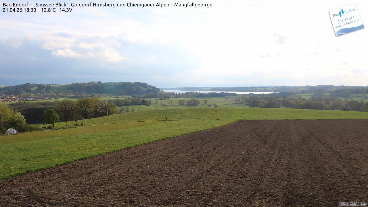 Archiv Foto Webcam Bad Endorf - Blick über den Simssee auf Wendelstein