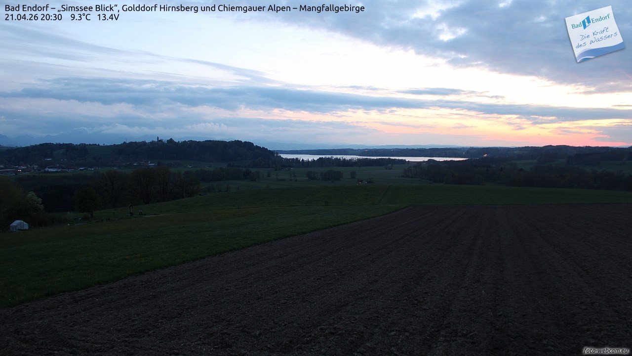 Archiv Foto Webcam Bad Endorf - Blick über den Simssee auf Wendelstein