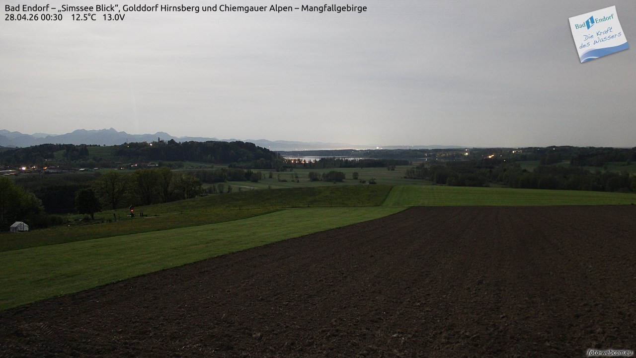 Archiv Foto Webcam Bad Endorf - Blick über den Simssee auf Wendelstein