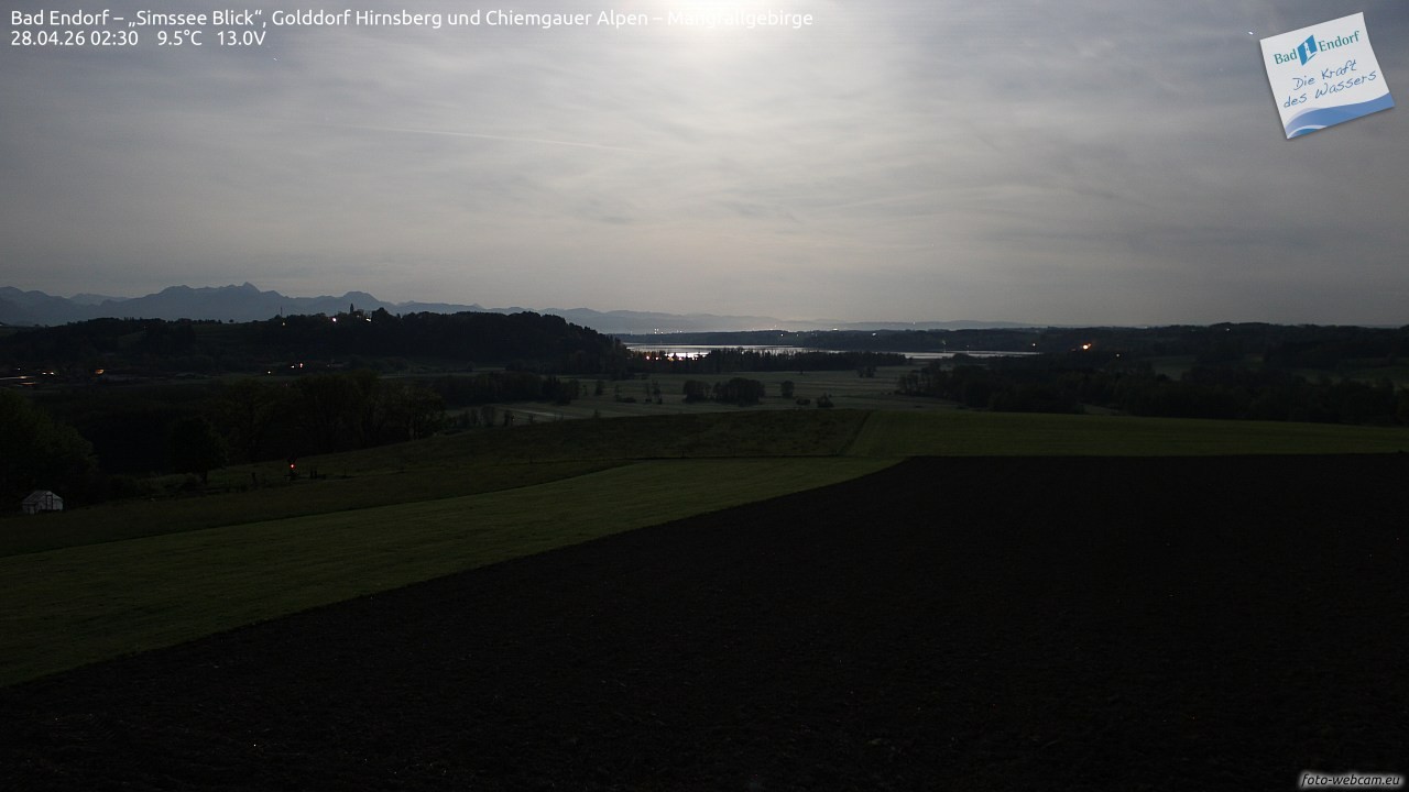 Archiv Foto Webcam Bad Endorf - Blick über den Simssee auf Wendelstein